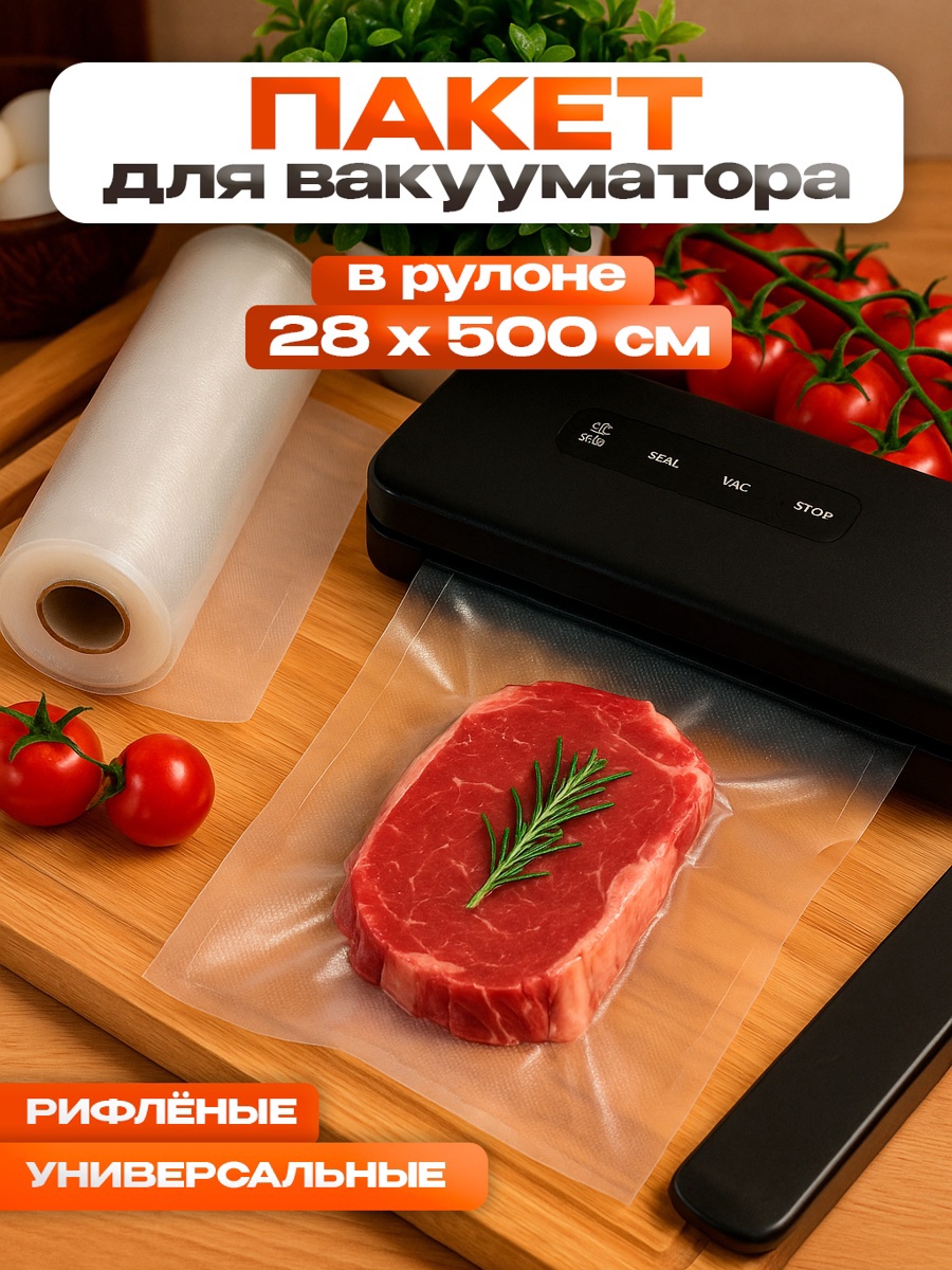 Пакеты для вакууматора Универсальные в рулоне 28×500см арт.9925728 по цене 