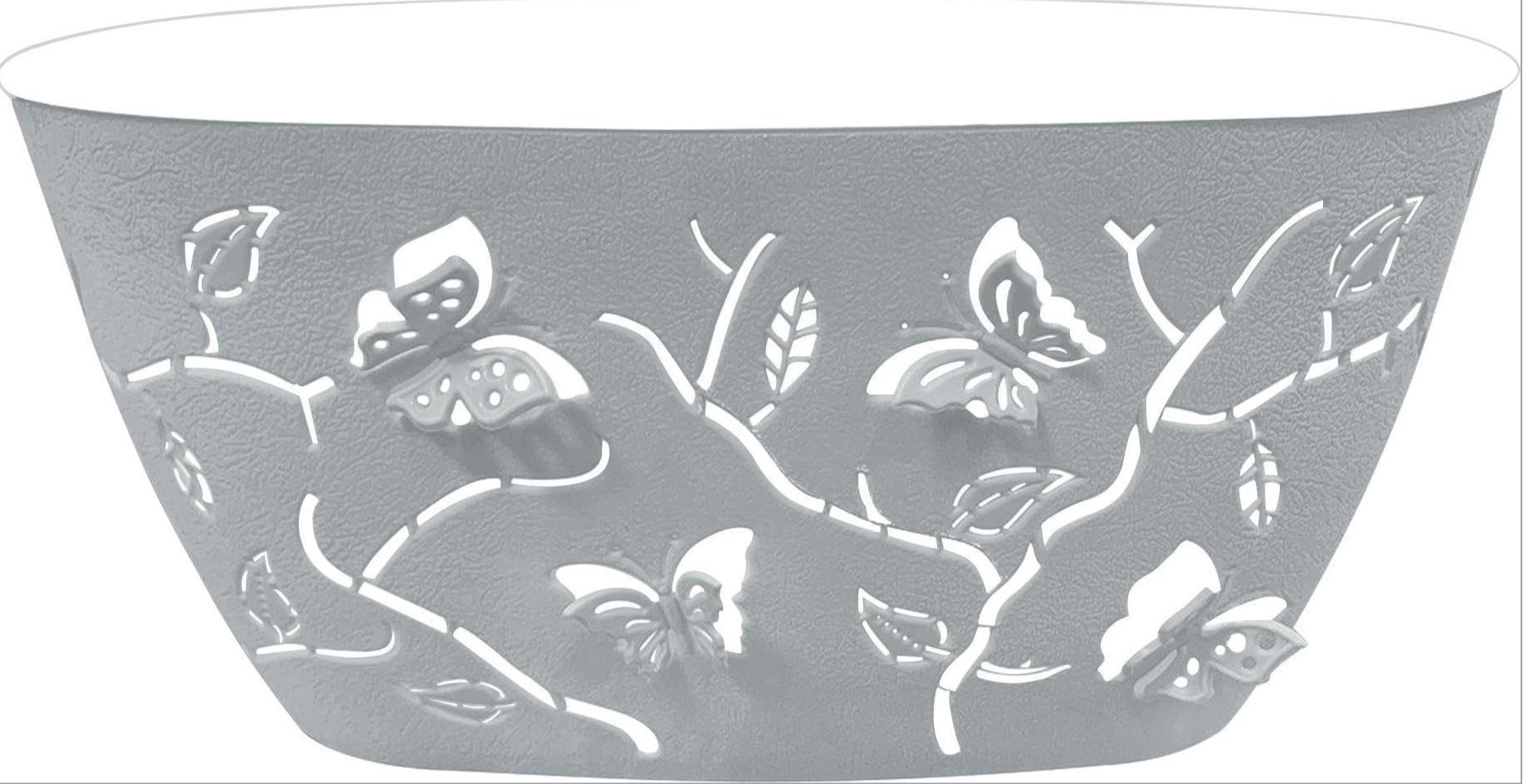 Горшок Пласт Тайм Бабочки 4л 30х15см овальный серый шторм по цене 