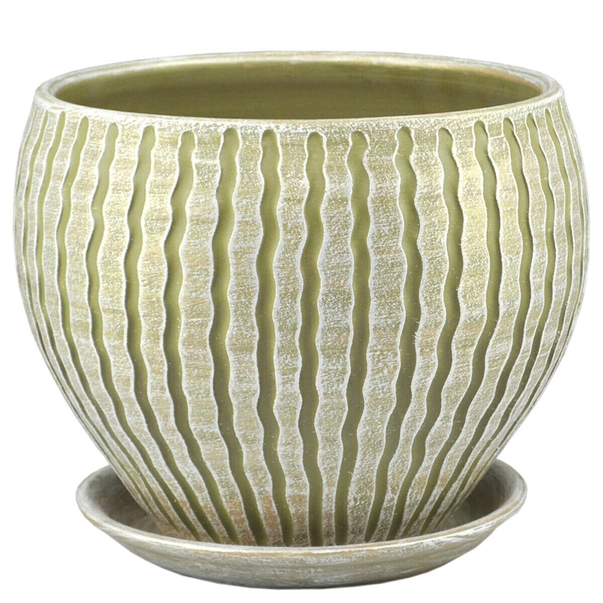 Горшок классик Мане с поддоном 24см керамика оливка по цене 