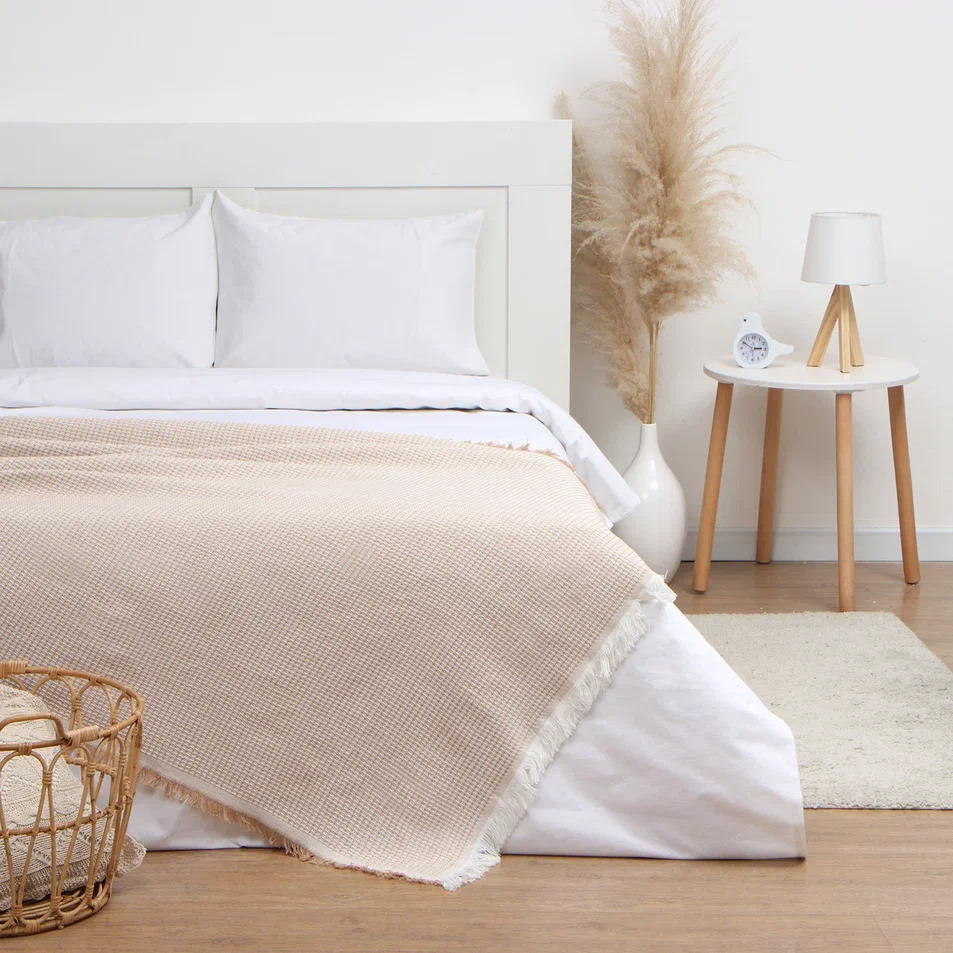 Плед Этель Вафельный 130х180см, бежевый арт.10285437 по цене 