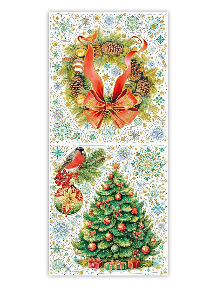 Украшение новогоднее оконное из ПВХ пленки 84х38см арт.92076 по цене 