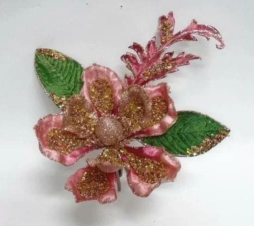 Цветок Магнолия розовая на клипсе 20см арт.86720 по цене 