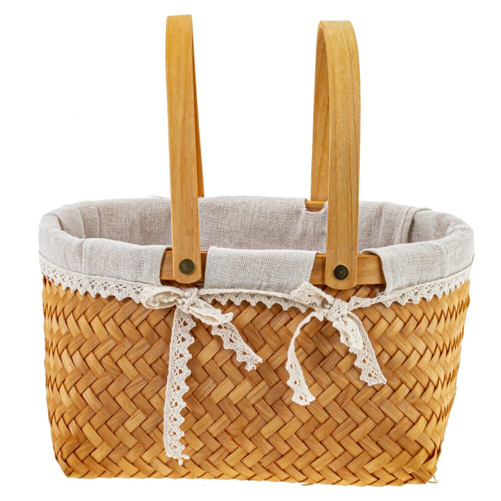 Корзина с двумя ручками и вкладышем хлопок белый 31,5х24х31,5см дерево арт.796709 по цене 