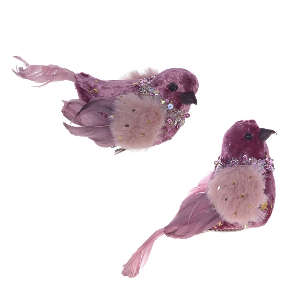Изделие декоративное Птичка в блестках, розовый 10х6х7см, 2в. по цене 