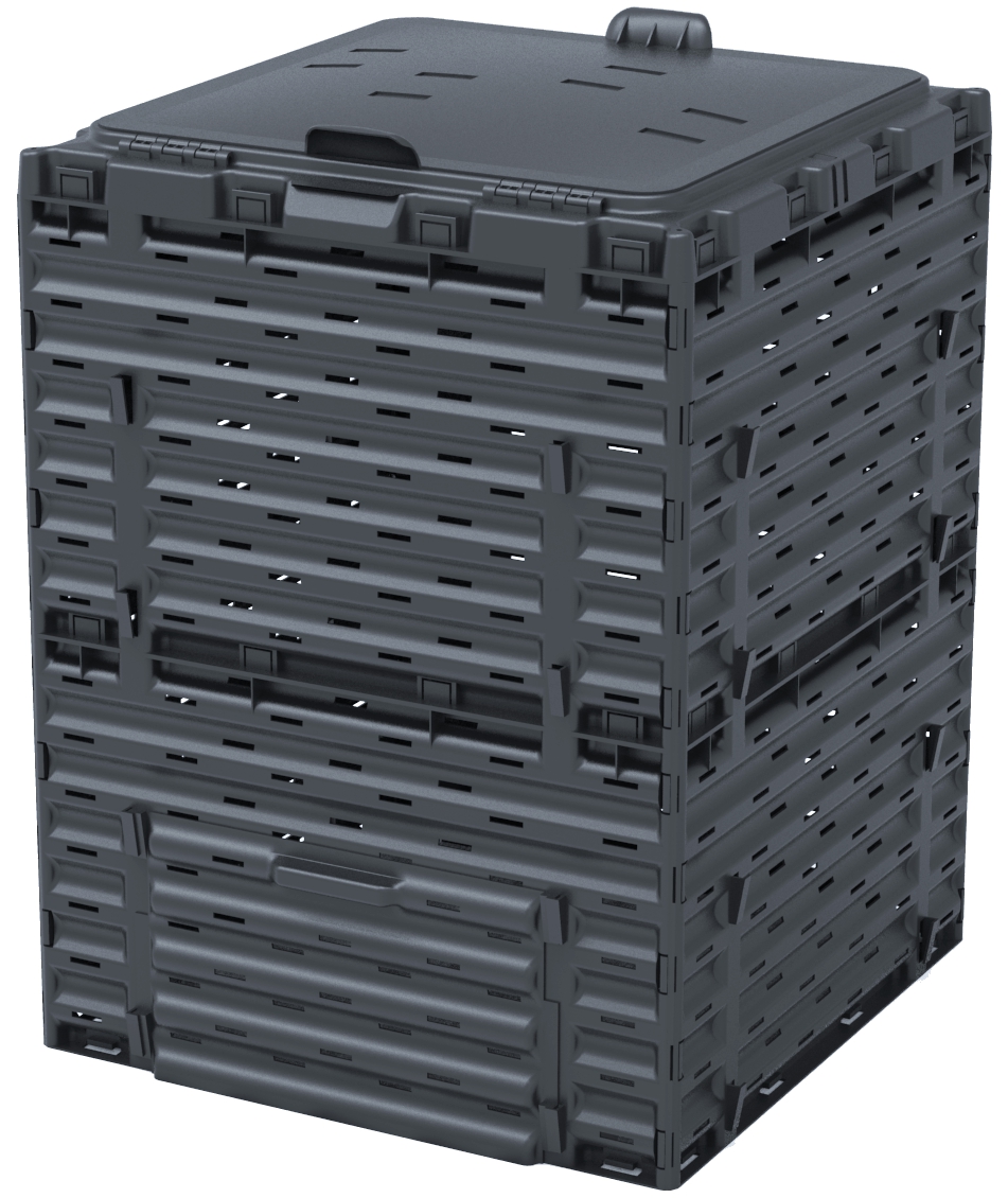 Компостер Питеко черный с крышкой 300л по цене 