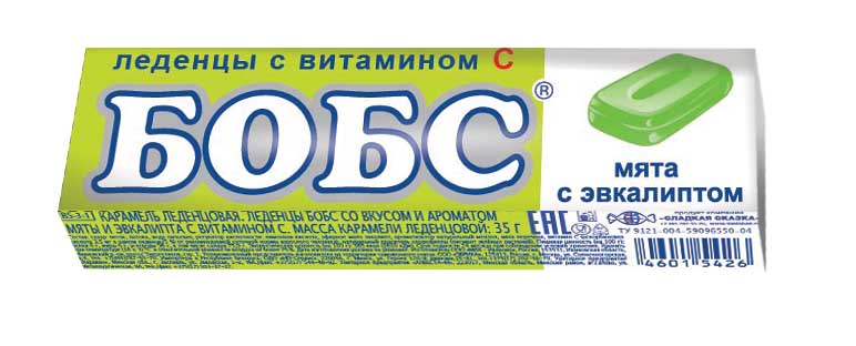 Леденцы Бобс мята с эвкалиптом, с витамином с по цене 