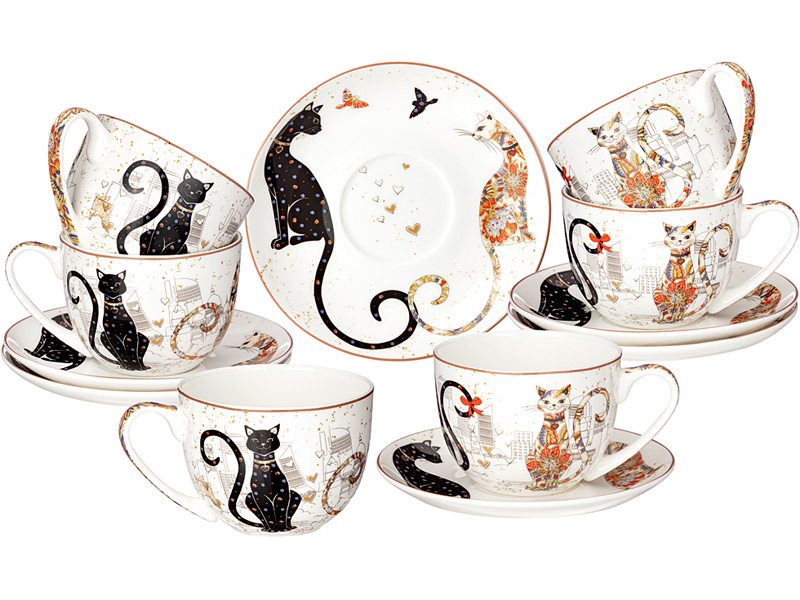 Набор чайный Парижские коты 330мл на 6 персон фарфор арт.104-924 по цене 