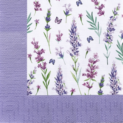 Салфетки бумажные Скатерть с лавандой 33х33см 3-х слойные 20л арт.25241 по цене 