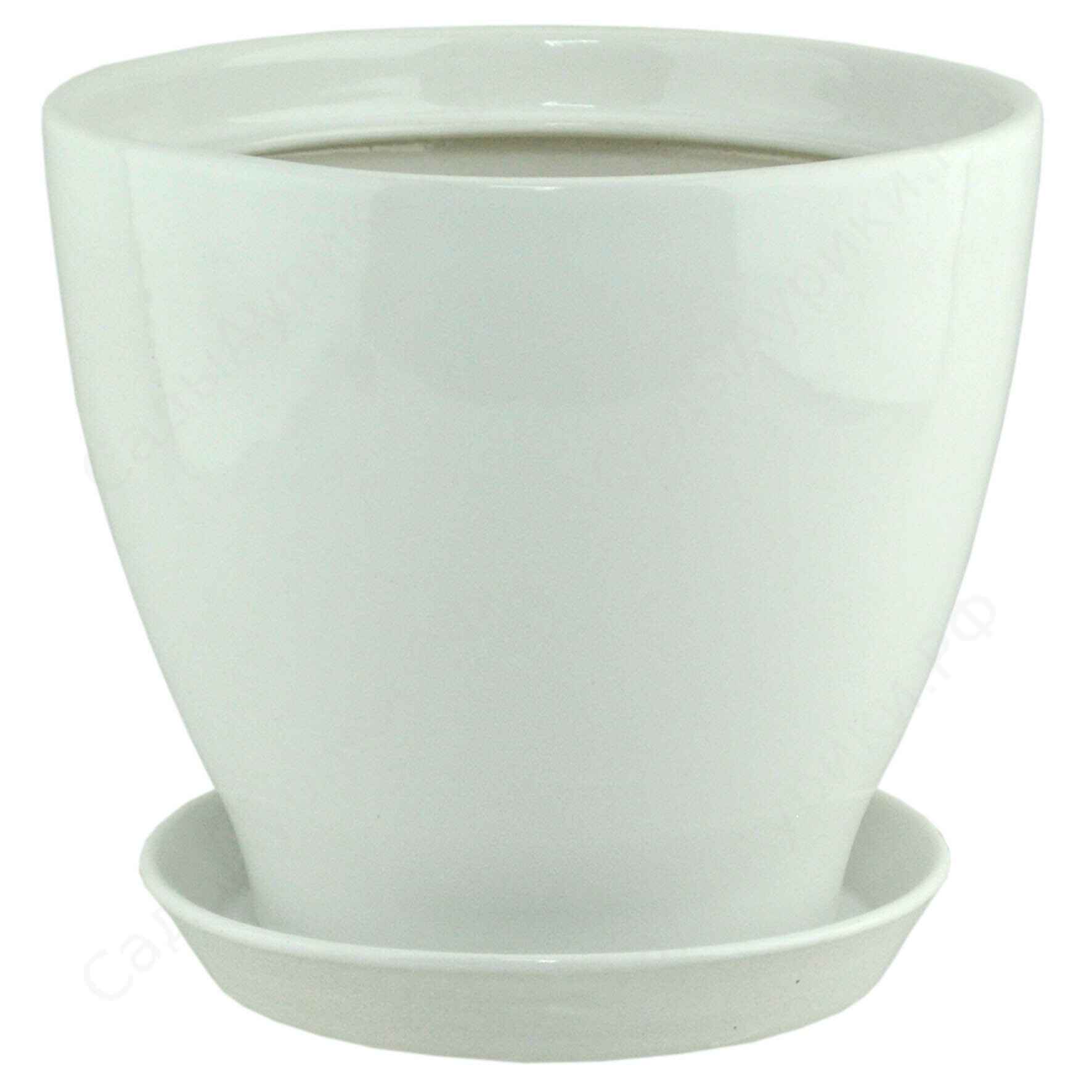 Горшок Конус 30х26см 10л керамика, белый арт.377930 по цене 