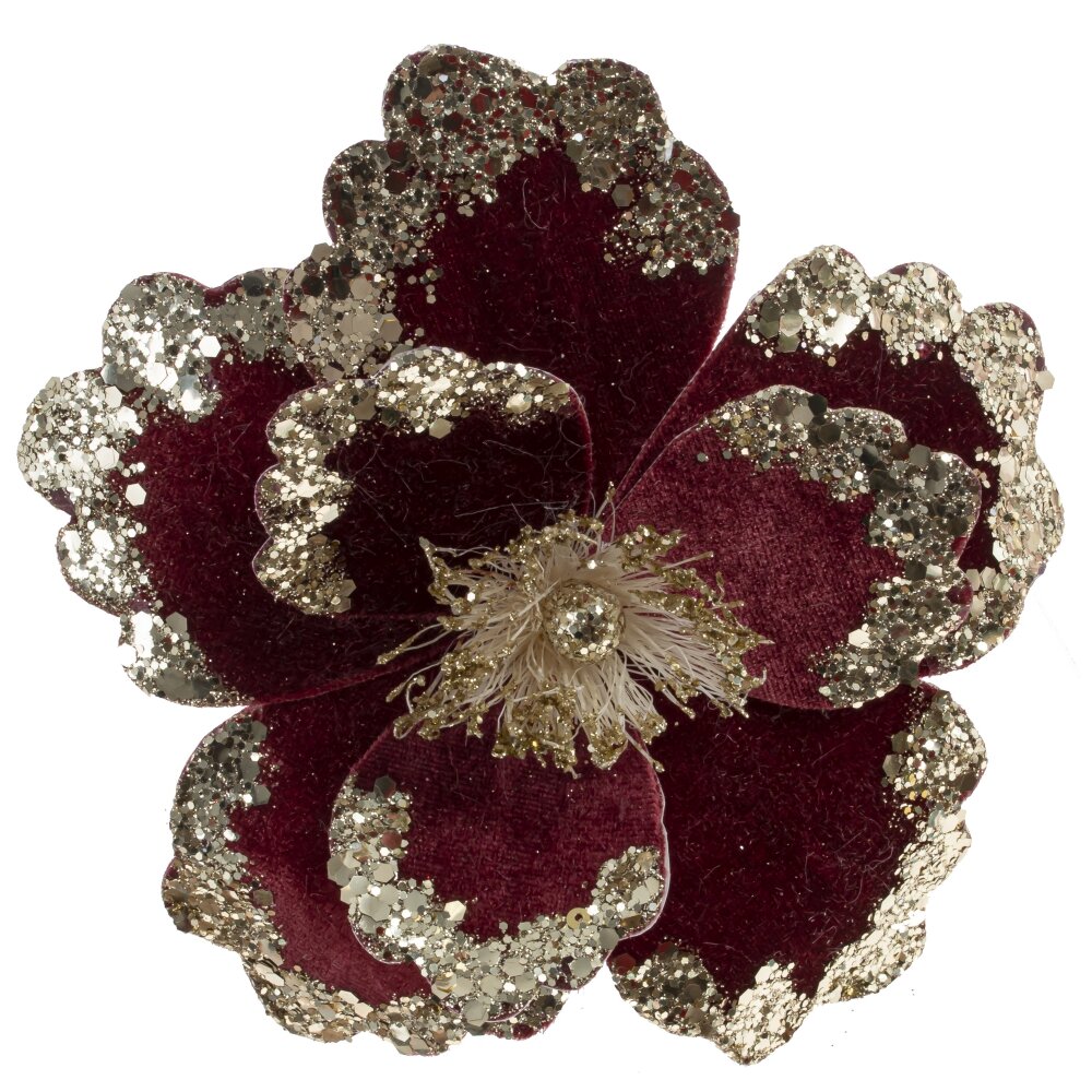 Цветок искусственный бордовый 13х5х13см полимерные материалы, металл арт.793113 по цене 