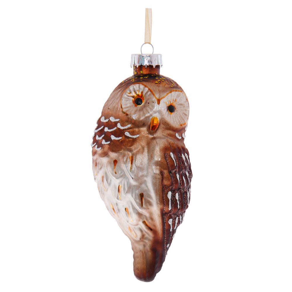Украшение новогоднее Сова 8х6х13см, стекло арт.753066 по цене 