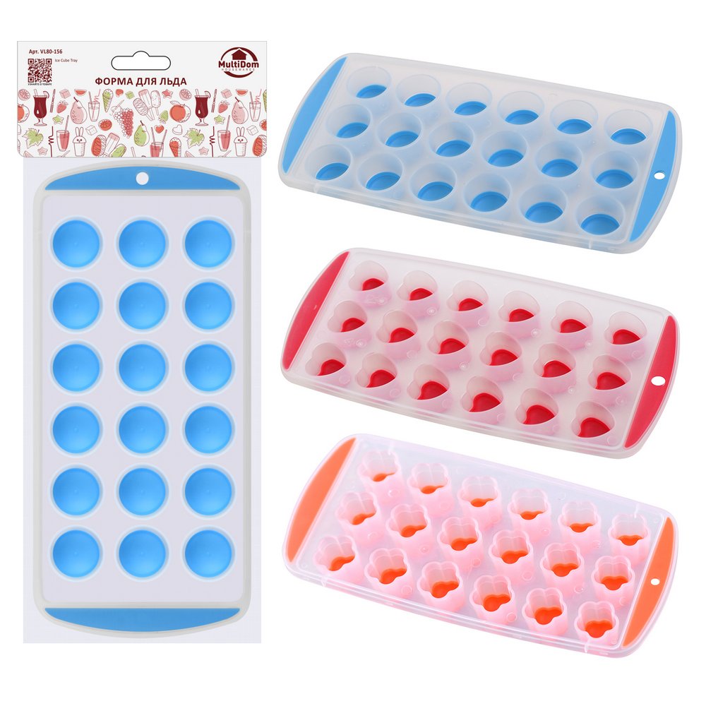 Форма для льда 18шт 24,5х11,5см 3цв., силикон арт.VL80-156 по цене 