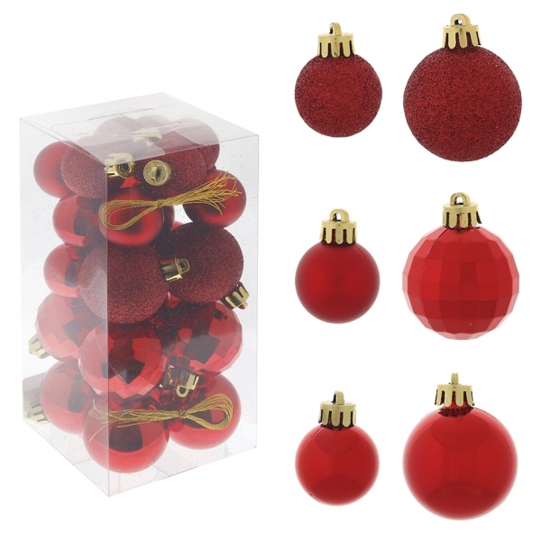 Украшение Шар Снежок красный 3/2см набор из 25шт арт.722891 по цене 