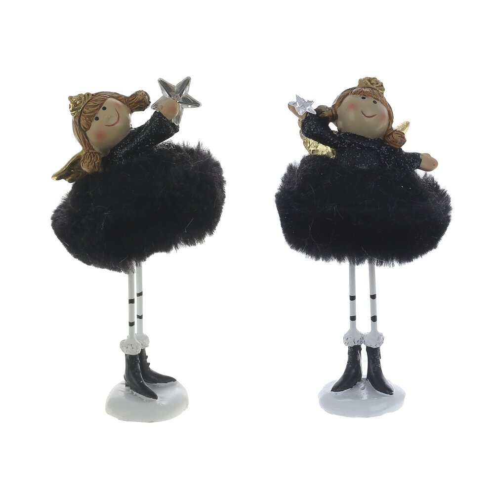 Фигурка декоративная Ангел пушистый черный 5х4х11,5см 2в по цене 