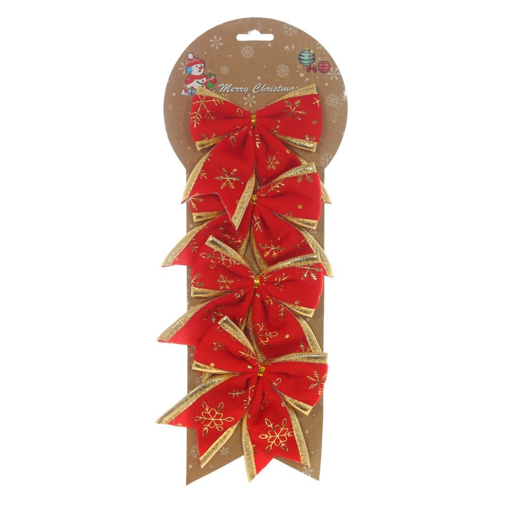 Изделие декоративное Бант красный, набор из 4шт 10х10х12см по цене 