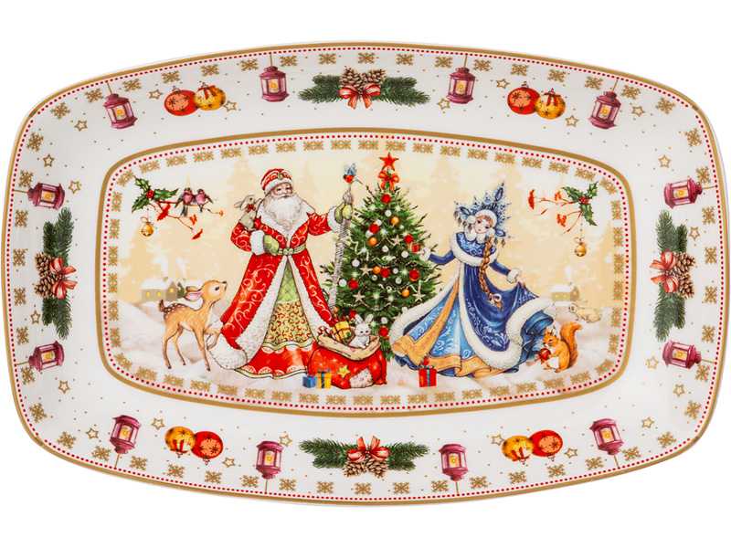 Блюдо Лефард Дед Мороз и Снегурочка 25х16х3см фарфор арт.85-1726 по цене 