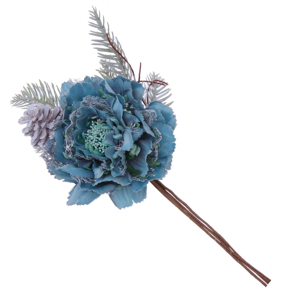 Цветок искусственный на ножке голубой 12х10х30см по цене 