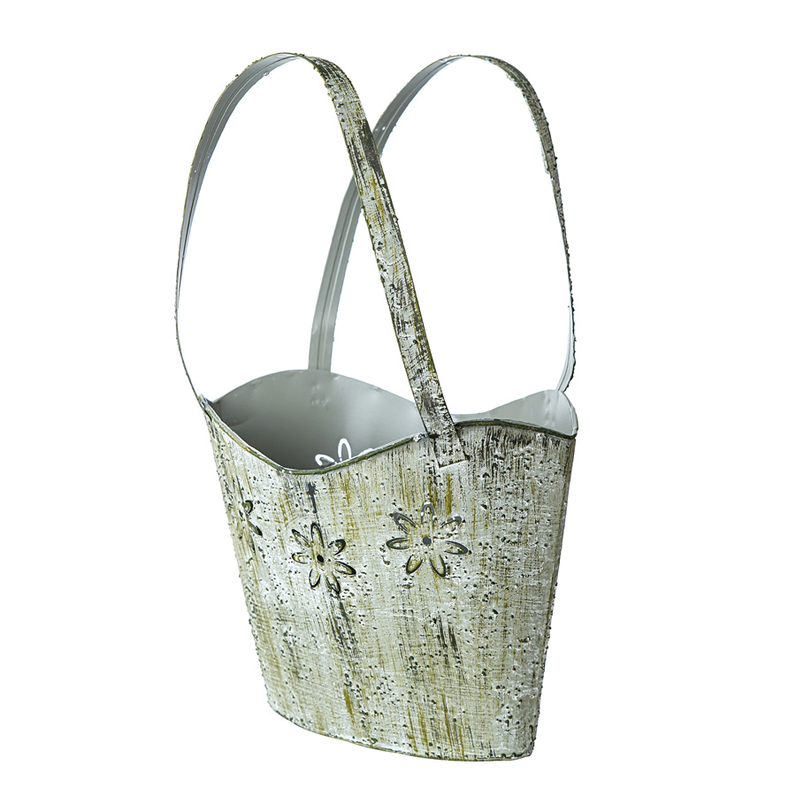 Кашпо Сумка Цветы Металл 18х8х25см арт.443208000802 серый по цене 