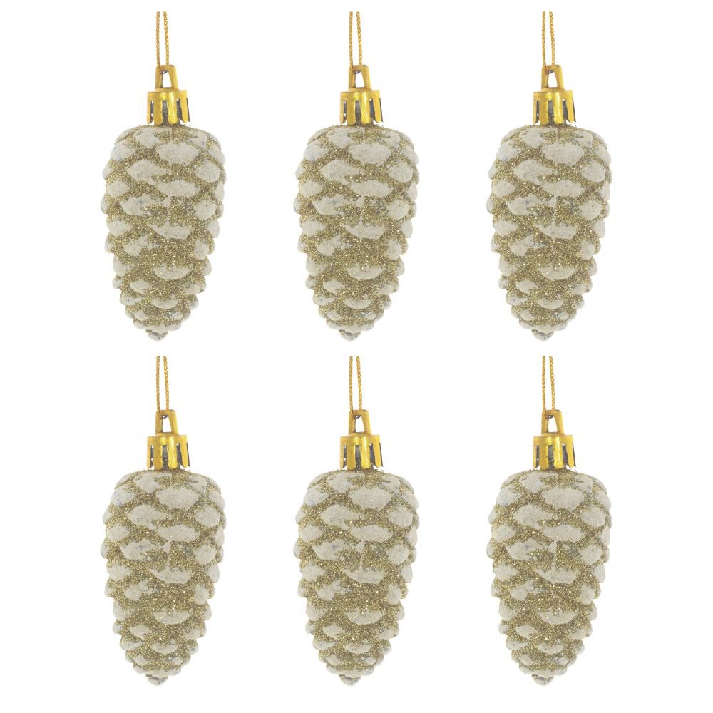 Украшение новогоднее Шишка заснеженная набор из 6-ти шт 16х16х3см полимерные материалы арт.754287 по цене 