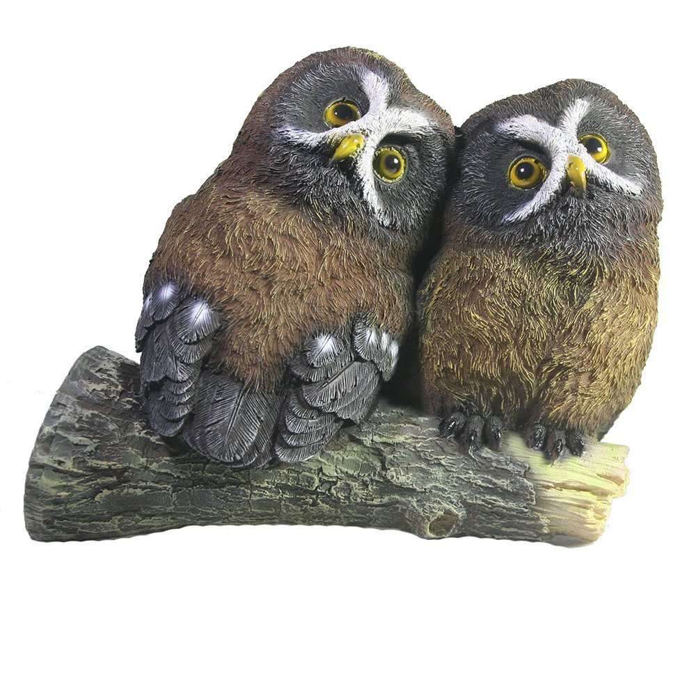 Фигура навесная садовая Совы на ветке, полистоун 20х17х8см по цене 