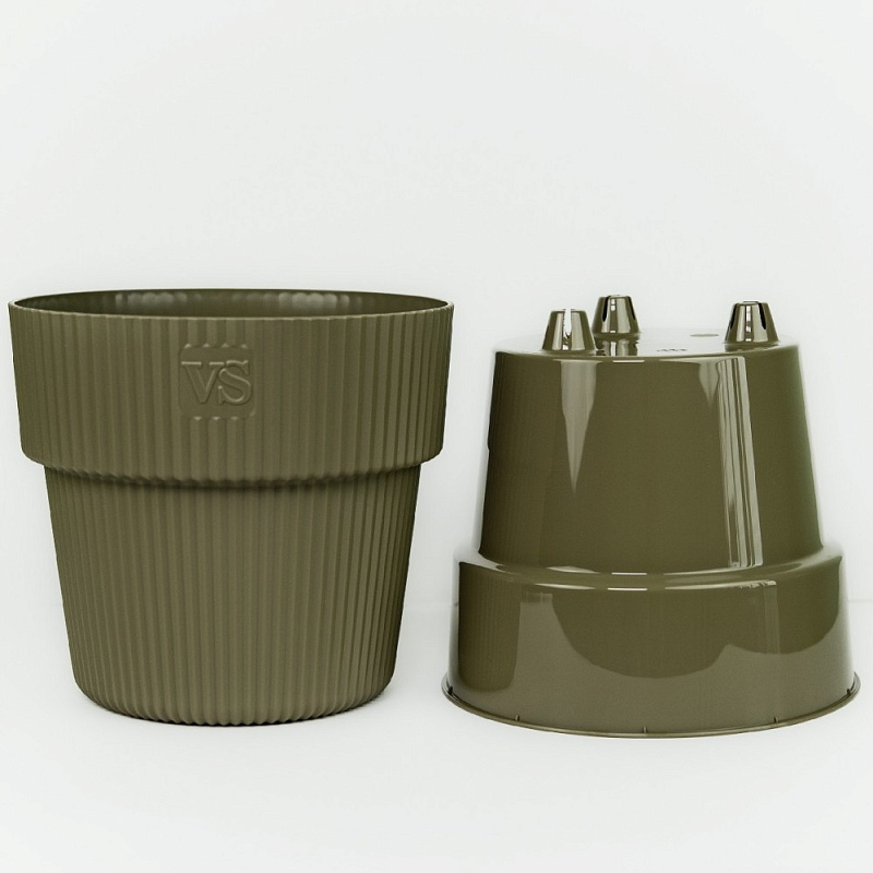 Горшок с дренажной системой Алемар ВипСет 4,8л оливка, пластик арт.AMА-4,8-14 по цене 