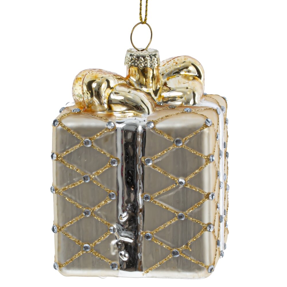 Украшение новогоднее Подарок 6х6х9см, стекло арт.809241 по цене 