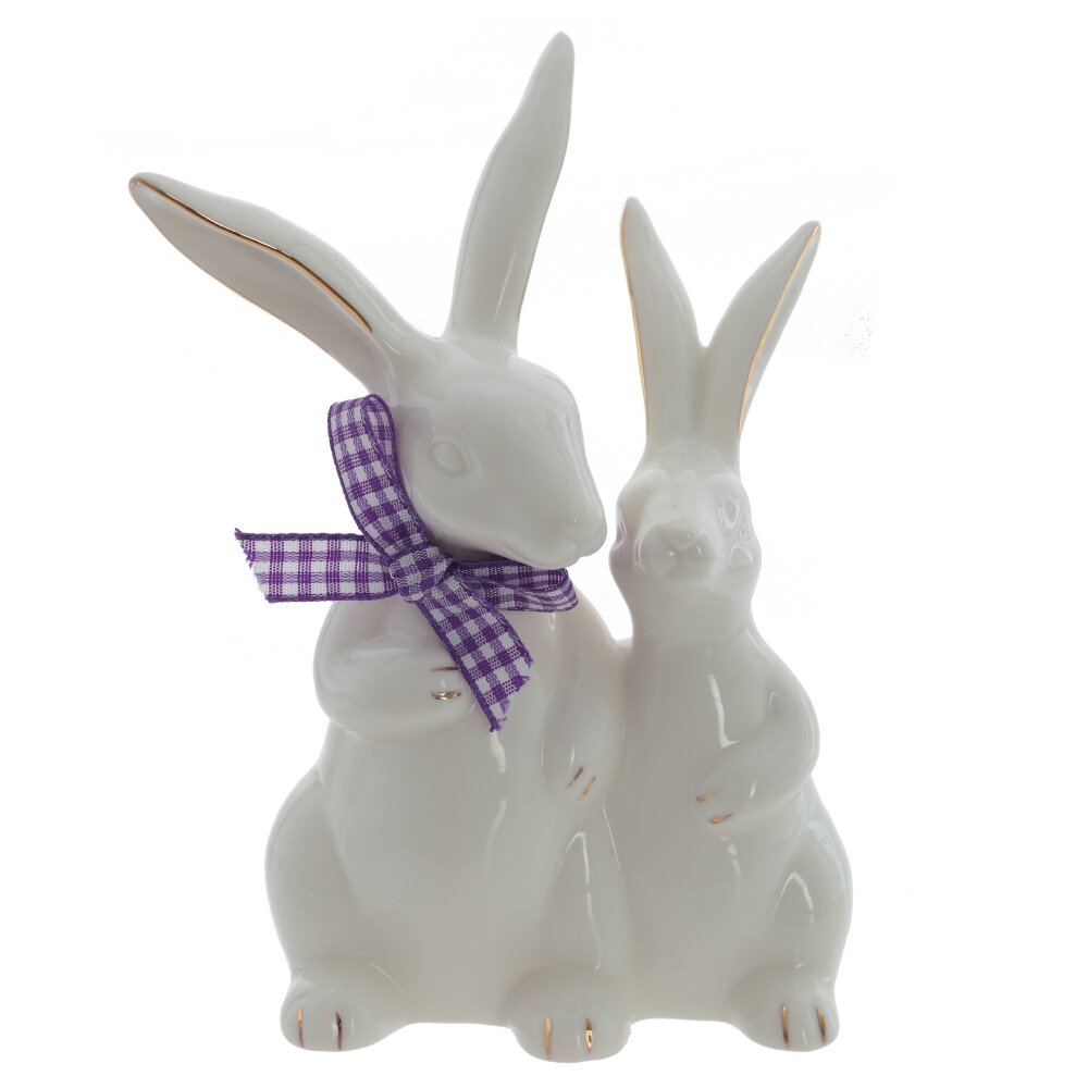 Фигурка декоративная Зайцы 10х6,5х14,5см, фарфор арт.816097 по цене 