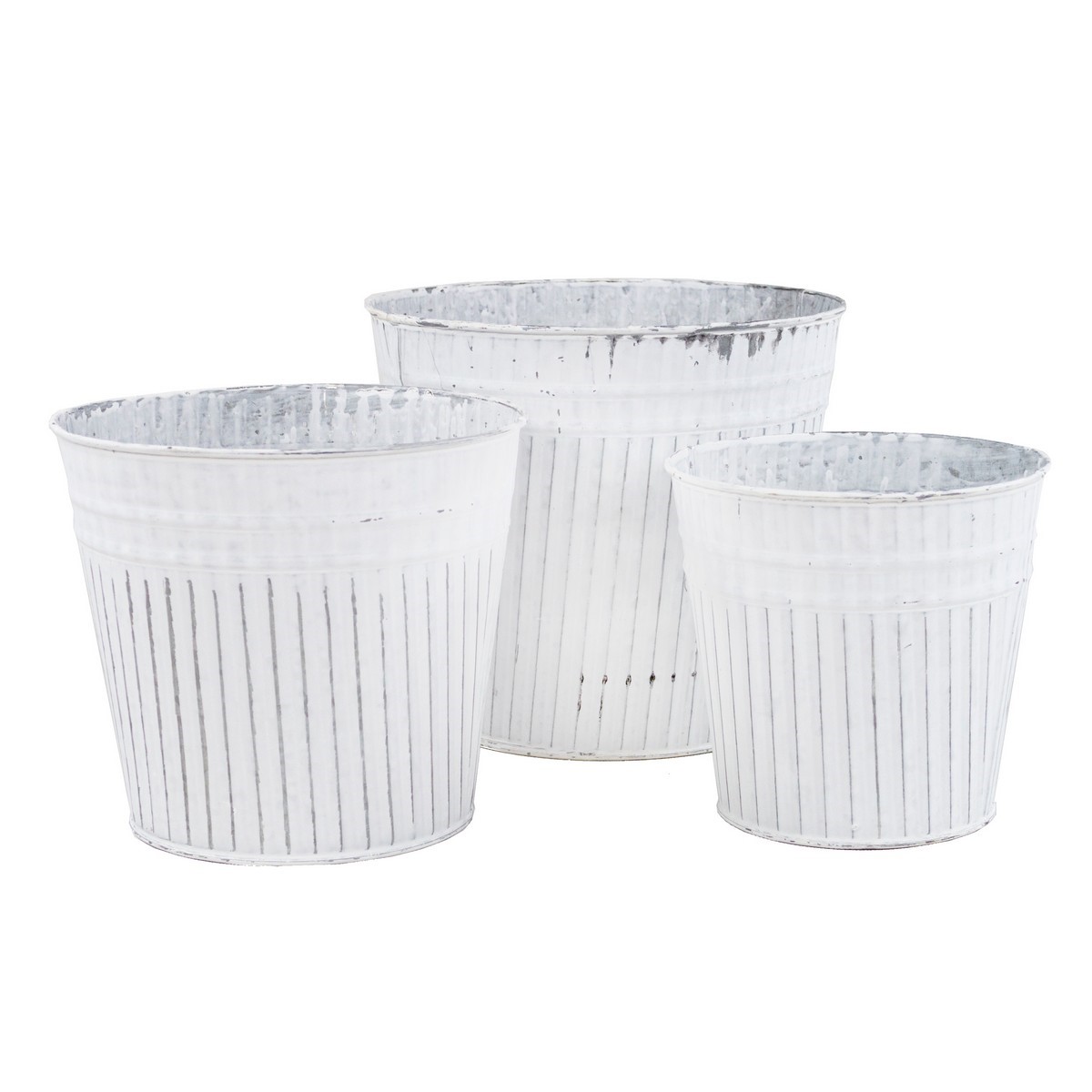 Набор кашпо 3шт металл белый 21x19см по цене 