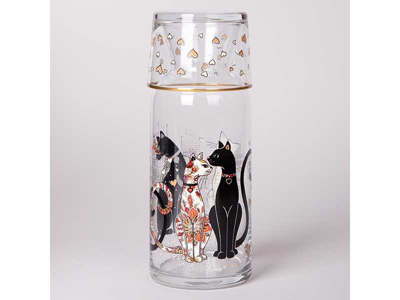 Графин с крышкой/стаканом Парижские коты, стекло арт.312-150 по цене 