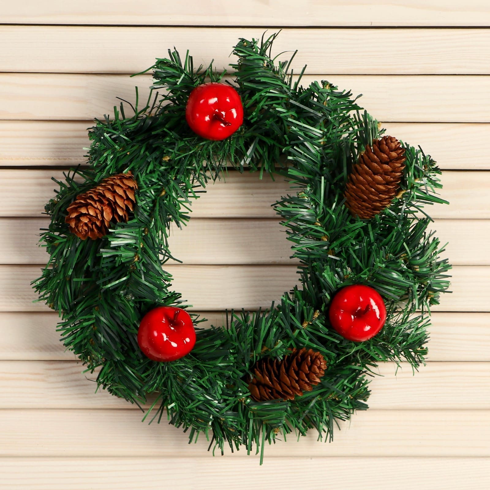 Изделие декоративное Венок Уютная сказка, яблоки шишки 19см дерево, пластик арт.9692717 по цене 