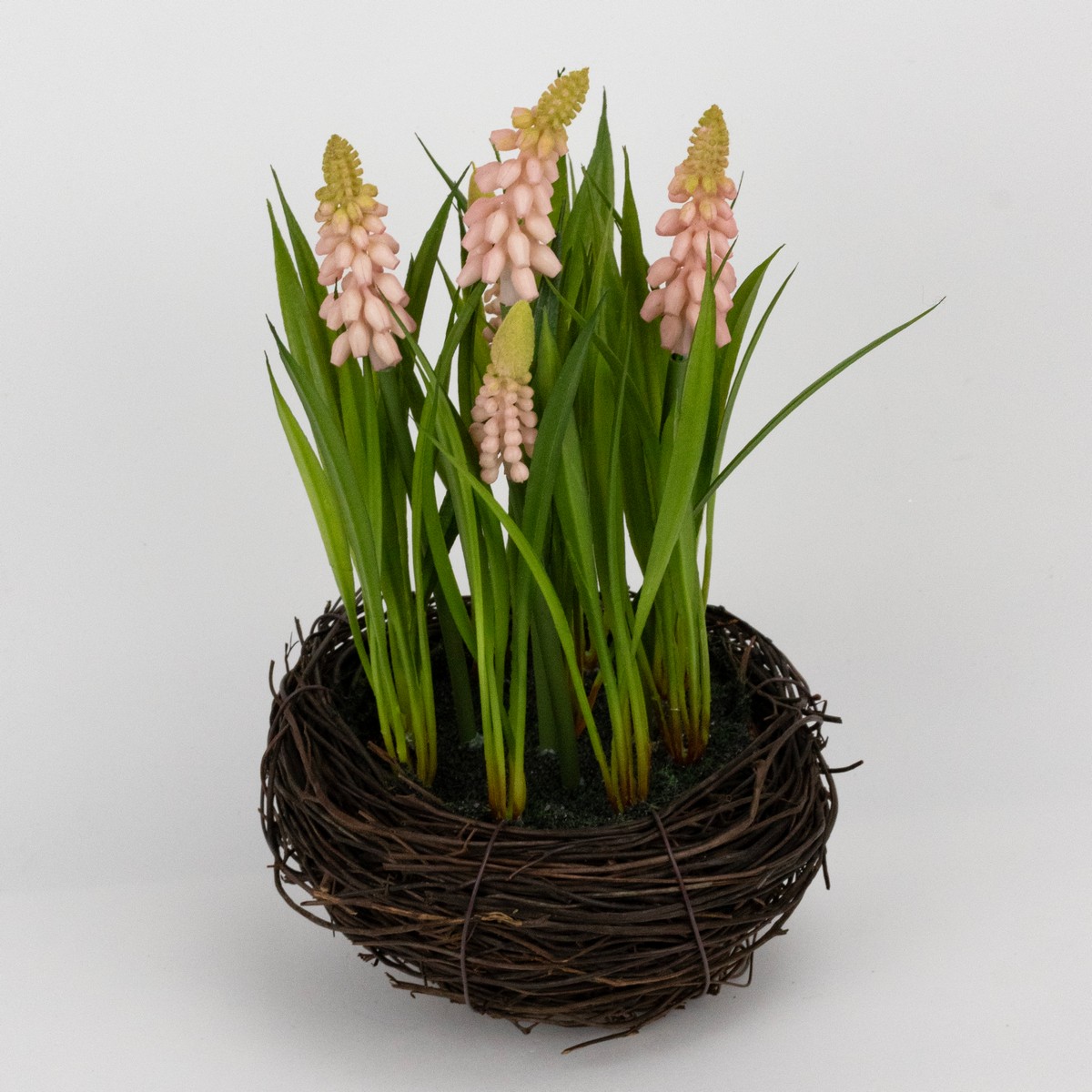 Цветок искусственный Мускари в кашпо 12х12х27см, розовый по цене 