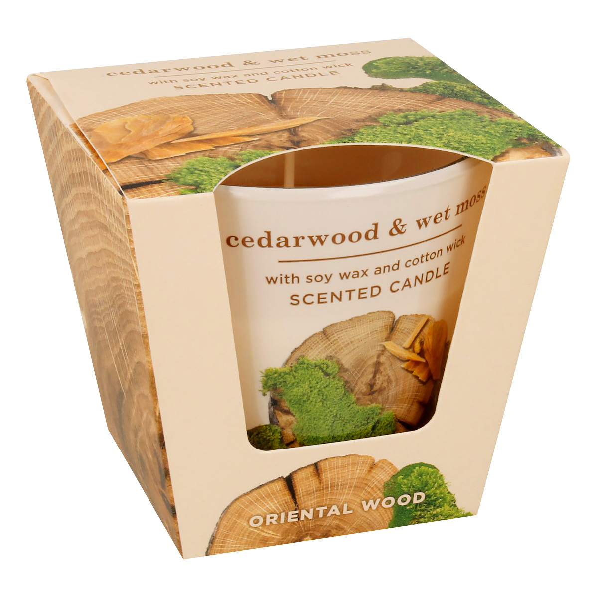 Свеча в стакане ароматизированная Восточное дерево 115гр по цене 