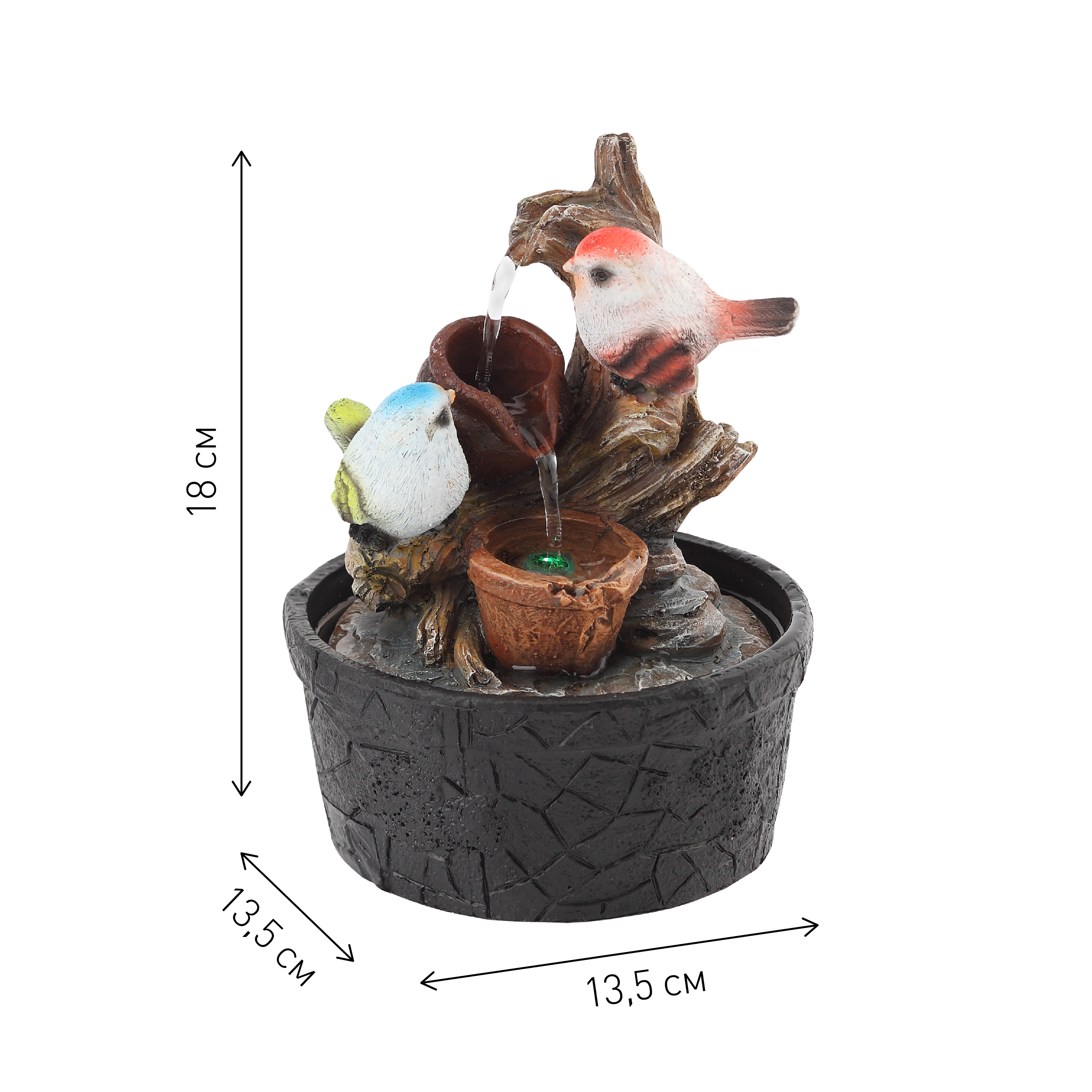 Фонтан настольный с подсветкой Птички 2 18см арт.Б0038779 по цене 