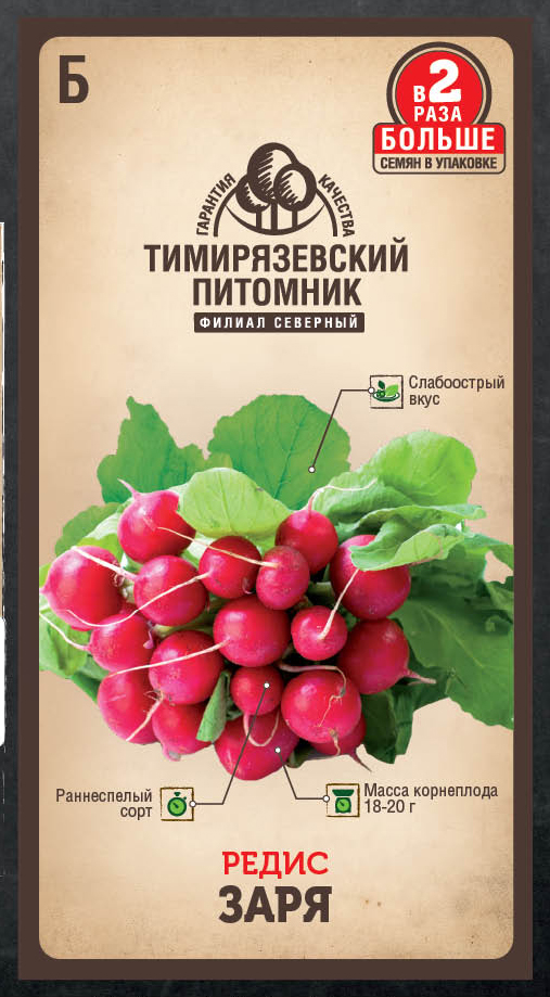 Семена Tim/редис Заря скороспелый 6г Двойная фасовка 