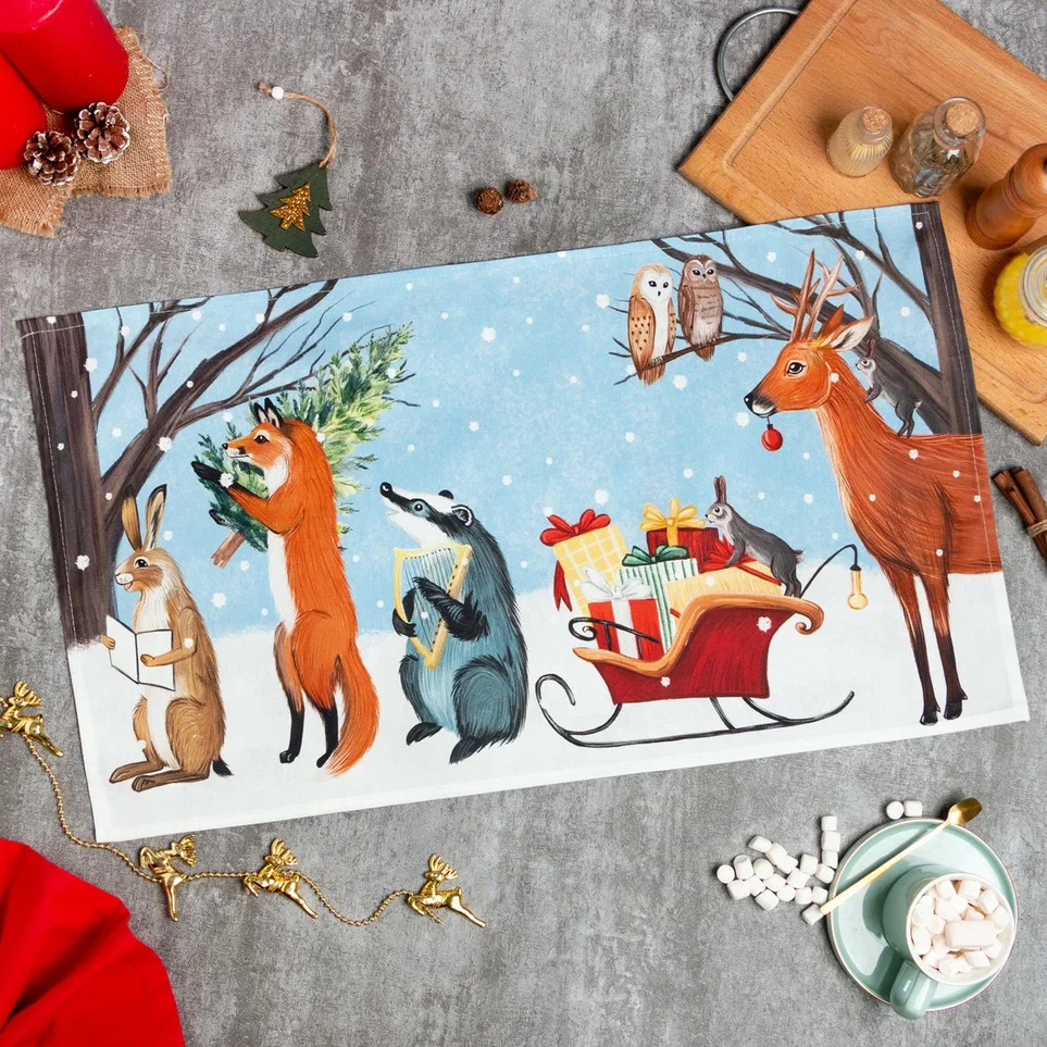 Полотенце кухонное Этель Лесные обитатели 40х73см, хлопок арт.7182029 по цене 