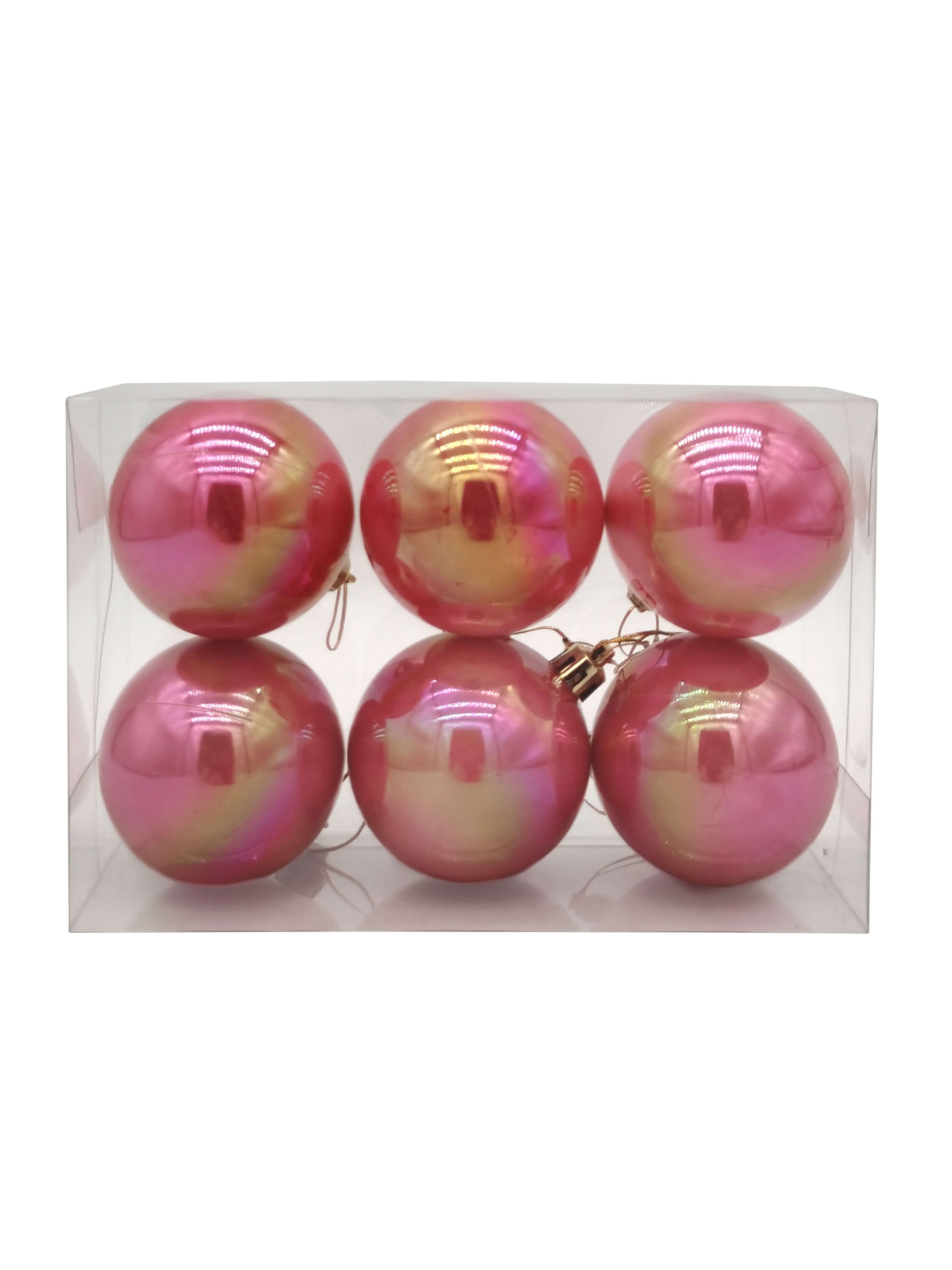 Украшение новогоднее Шары розовые набор 6шт 6см, пластик арт.95116 по цене 