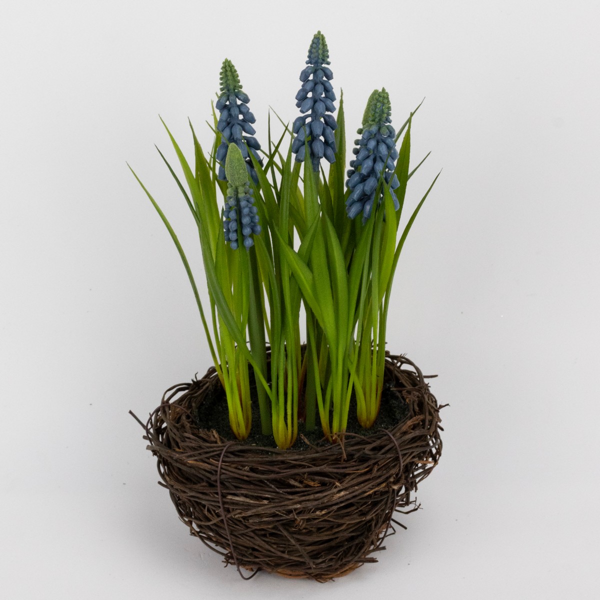 Цветок искусственный Мускари в кашпо 12х12х27см, синий по цене 