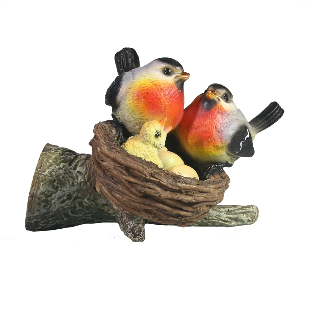 Фигура садовая навесная Гнездо со снегирями 18х10,5х14,5см, полистоун арт.718131/F595 по цене 
