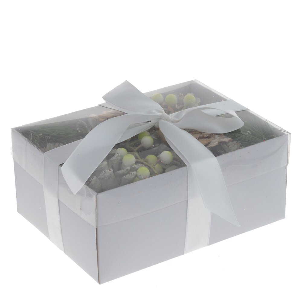 Изделие декоративное Новогодняя композиция Подарок белый 20х15х9см по цене 