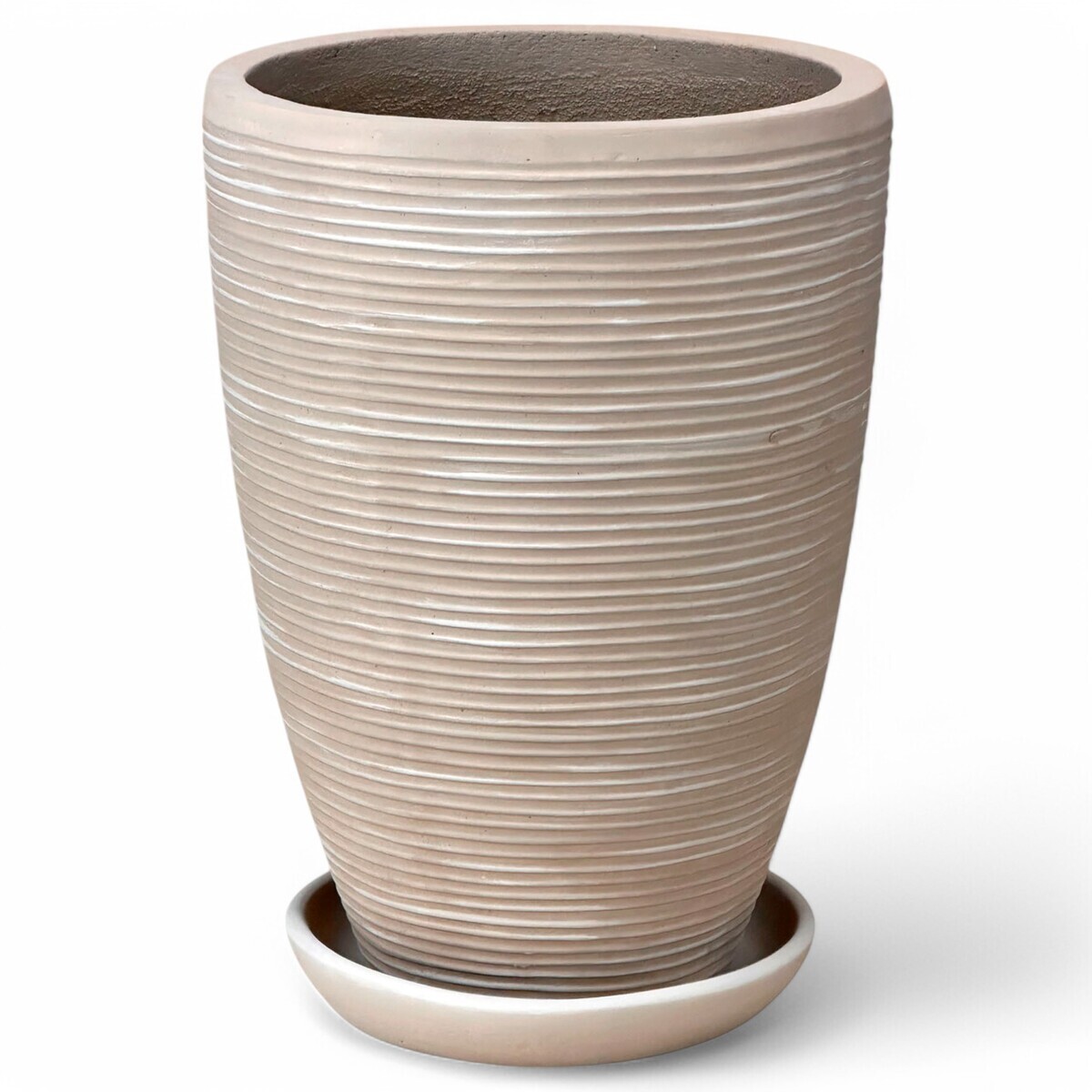 Горшок с поддоном Полоски 60л 55х39см песочный, композитный бетон арт.736577 по цене 