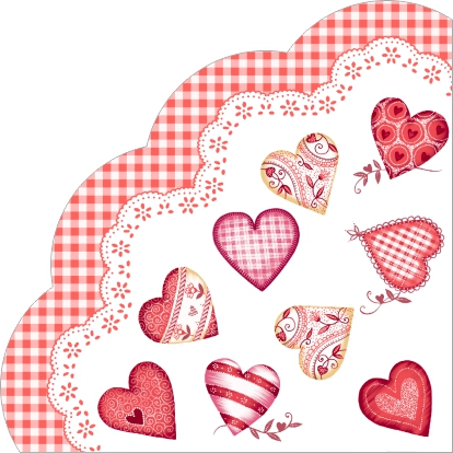 Салфетки бумажные Прекрасные сердца 32см 3-х слойные 12л арт.25328 по цене 