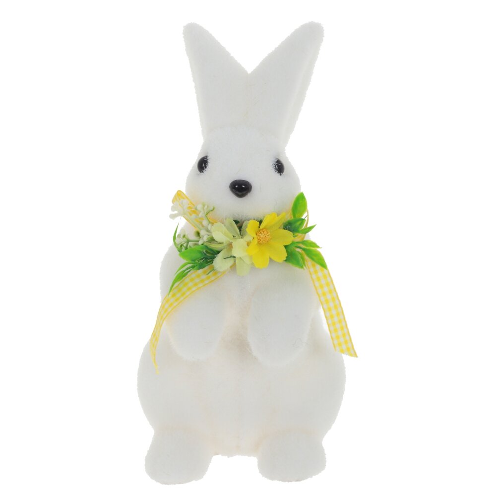 Фигурка декоративная Заяц с цветочным бантом 11х14х23см арт.797627 по цене 