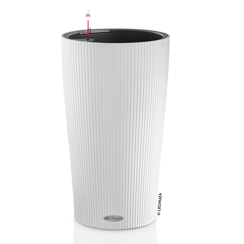 Кашпо с автополивом Лечуза Цилиндро Колор 32см белый, пластик арт.13950 по цене 
