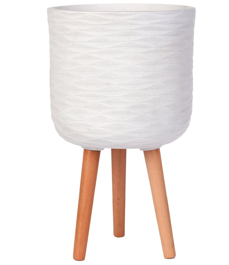 Кашпо Патерн Круглое 15,4л с подставкой, файберстоун, слоновая кость 30х49см арт.WWAVE30-AW по цене 