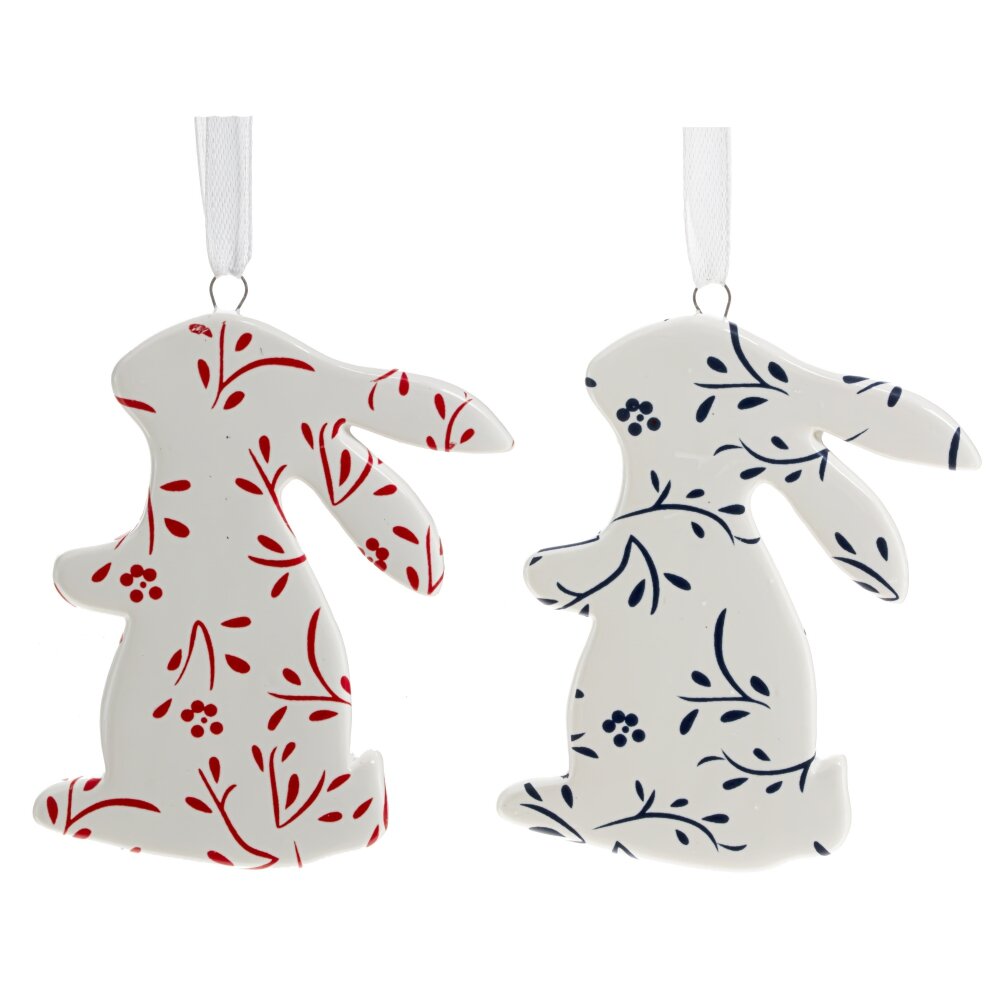 Фигурка декоративная подвесная Заяц керамика 6х0,5х8см арт.797720 по цене 