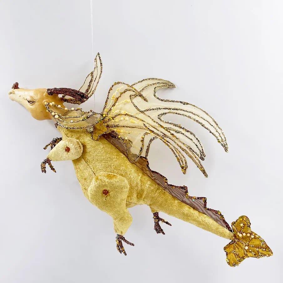Еловая игрушка дракон 38х28см золото арт.86648 по цене 