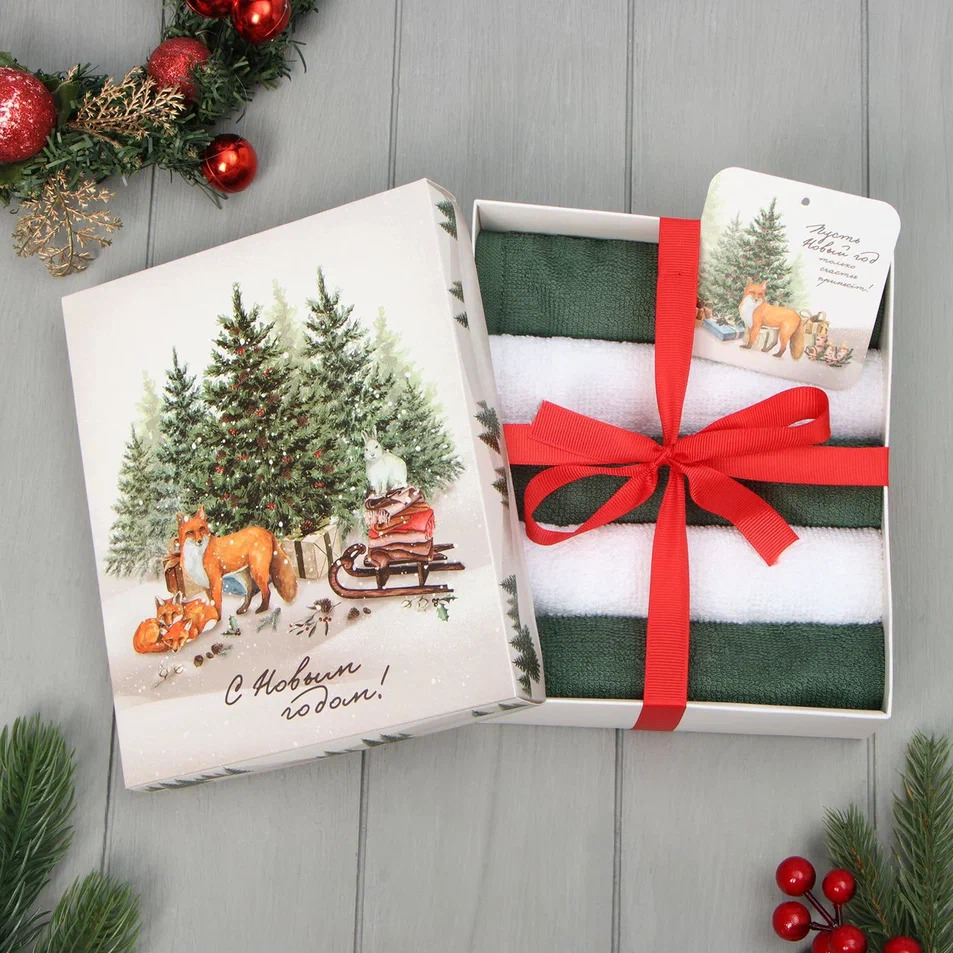 Набор махровых полотенец Этель Лесные жители 30х30см 5шт арт.9919447 по цене 