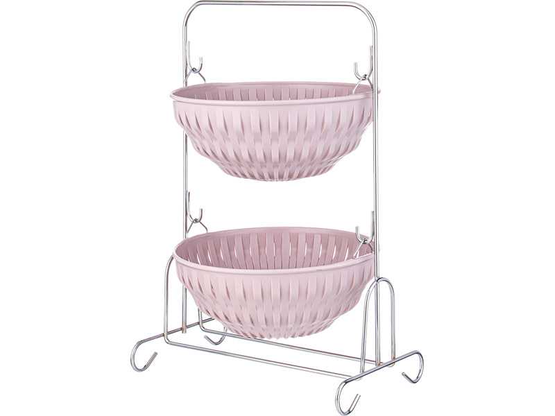 Корзина для овощей 2-х ярусная пластик пудровый арт.166-174 по цене 
