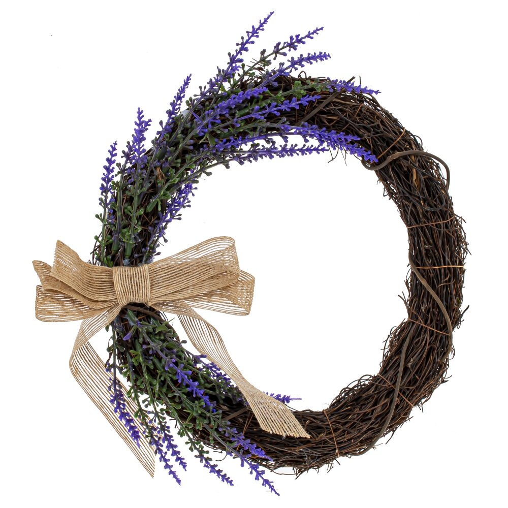 Венок декоративный с ветками и цветами 28см арт.797649 по цене 