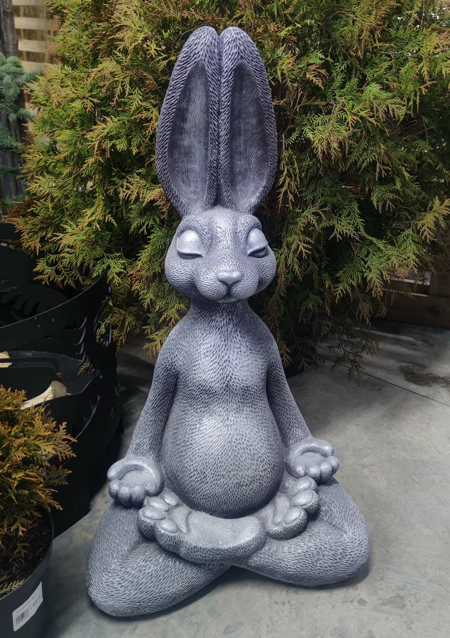 Фигура садовая Заяц Биг Дзен серебряный 45х35х86см полистоун арт.Ф307с по цене 